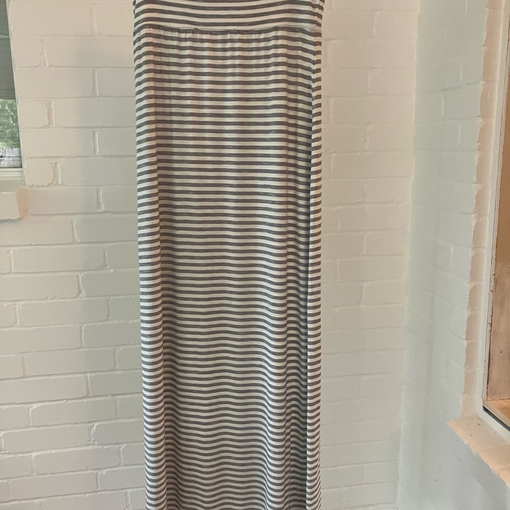 Max Studio Grey Striped Fold Over Maxi Skirt- Size S